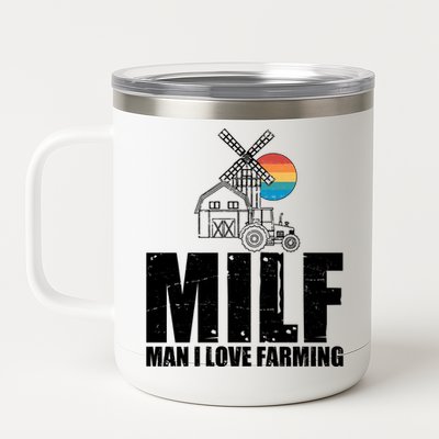 Funny Vintage MILF Man I Love Farming 12 oz Stainless Steel Tumbler Cup