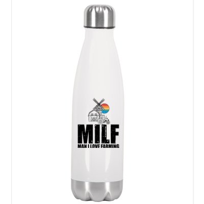 Funny Vintage MILF Man I Love Farming Stainless Steel Insulated Water Bottle