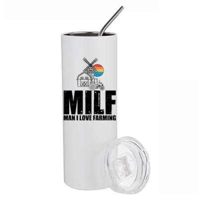 Funny Vintage MILF Man I Love Farming Stainless Steel Tumbler