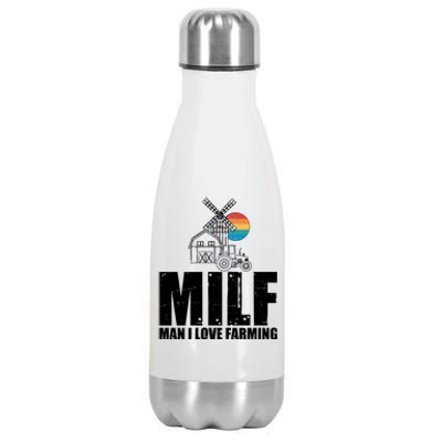 Funny Vintage MILF Man I Love Farming Stainless Steel Insulated Water Bottle