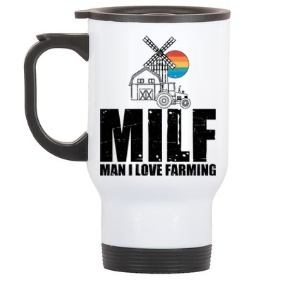 Funny Vintage MILF Man I Love Farming Stainless Steel Travel Mug