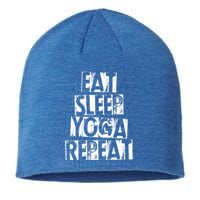 Funny Vintage Meditation Exercise Gift Eat Sleep Yoga Repeat Funny Gift Sustainable Beanie