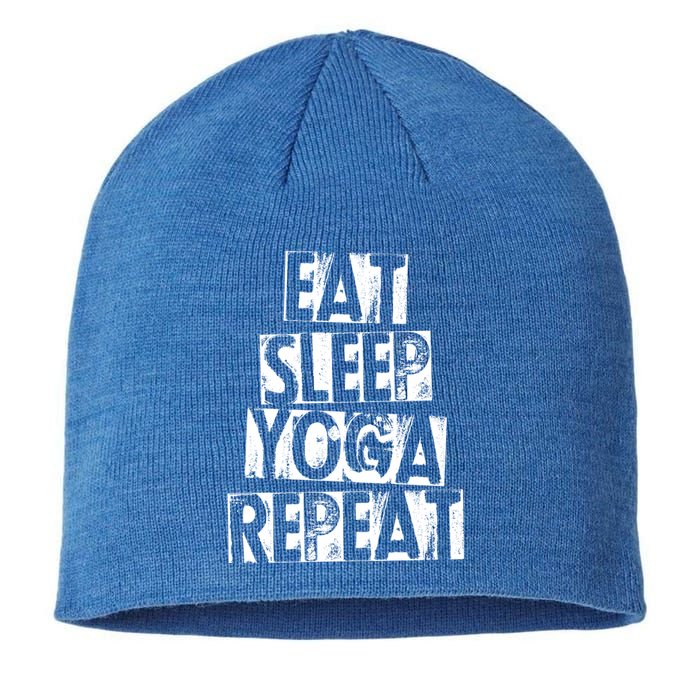 Funny Vintage Meditation Exercise Gift Eat Sleep Yoga Repeat Funny Gift Sustainable Beanie