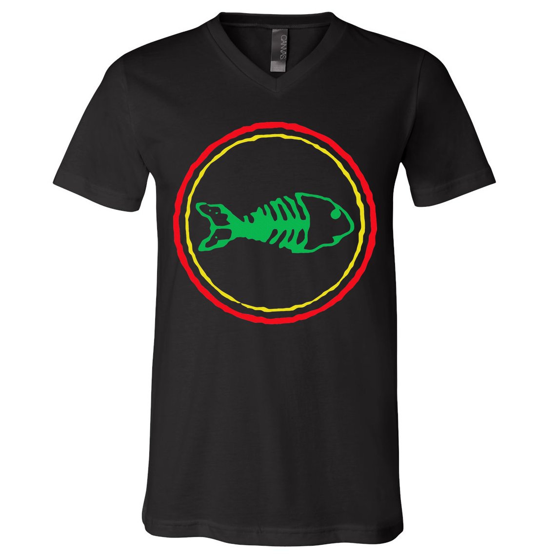 Fishbones Valentine Mardi Gras Patrick Fish Store V-Neck T-Shirt