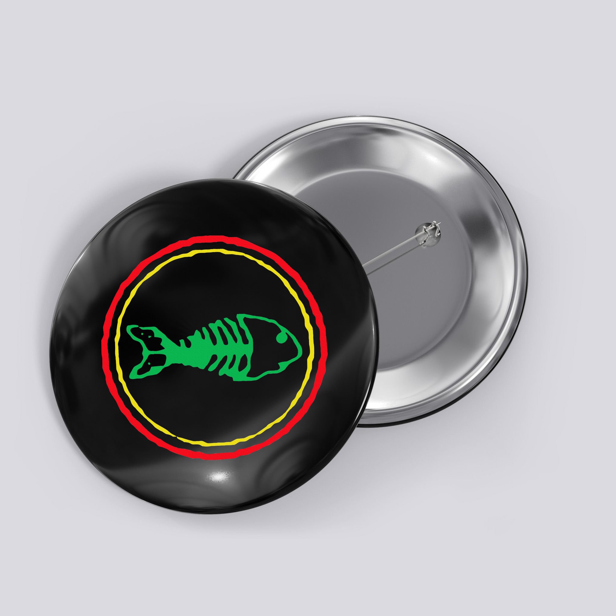 Fishbones Valentine Mardi Gras Patrick Fish Store Button