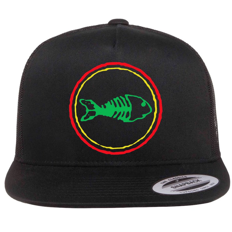 Fishbones Valentine Mardi Gras Patrick Fish Store Flat Bill Trucker Hat