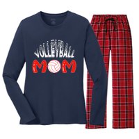 Funny Volleyball Mom Gift Women's Long Sleeve Flannel Pajama Set 