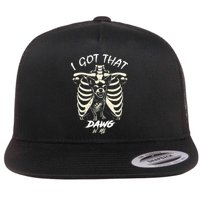 Funny Viral Meme I Got That Dog In Me Skeleton Chihuahua Flat Bill Trucker Hat