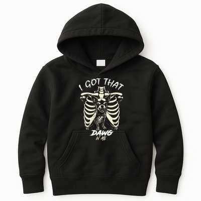 Funny Viral Meme I Got That Dog In Me Skeleton Chihuahua Kids Hoodie