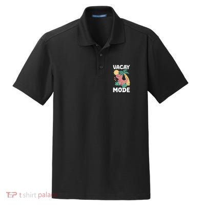 Funny Vacay Mode Cute Dinosaur Family Vacation Gift Dry Zone Grid Polo