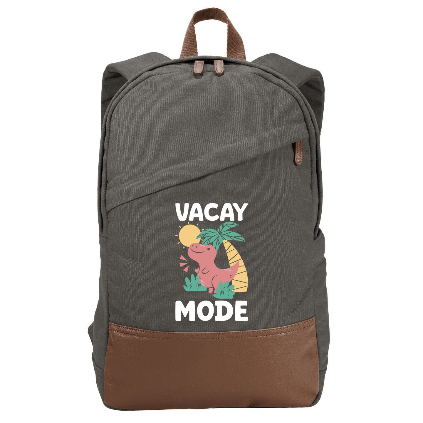 Funny Vacay Mode Cute Dinosaur Family Vacation Gift Cotton Canvas Backpack
