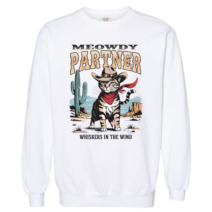 Funny Vintage Meowdy Partner Cowboy Garment-Dyed Sweatshirt