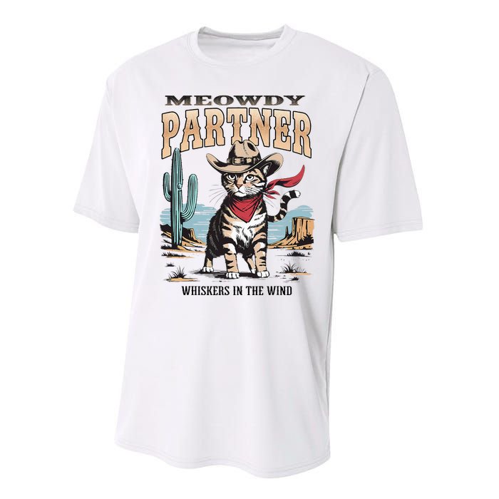 Funny Vintage Meowdy Partner Cowboy Performance Sprint T-Shirt