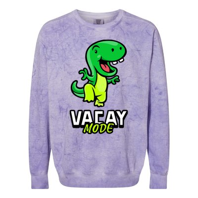 Funny Vacay Mode Cute Dinosaur Family Vacation Hawaii Dino Gift Colorblast Crewneck Sweatshirt