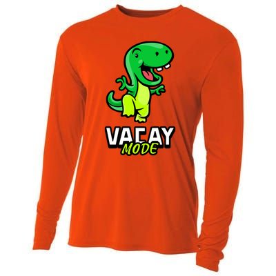 Funny Vacay Mode Cute Dinosaur Family Vacation Hawaii Dino Gift Cooling Performance Long Sleeve Crew