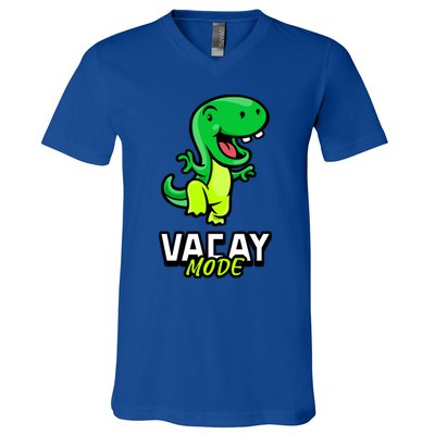 Funny Vacay Mode Cute Dinosaur Family Vacation Hawaii Dino Gift V-Neck T-Shirt