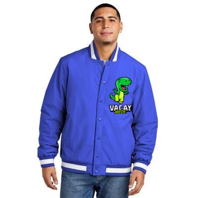 Funny Vacay Mode Cute Dinosaur Family Vacation Hawaii Dino Gift Insulated Varsity Jacket