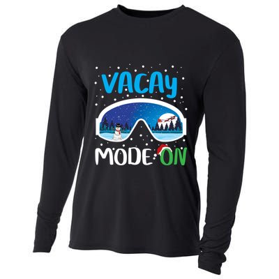 Funny Vacay Mode On Cute Snow Matching Family Vacation Gift Cooling Performance Long Sleeve Crew