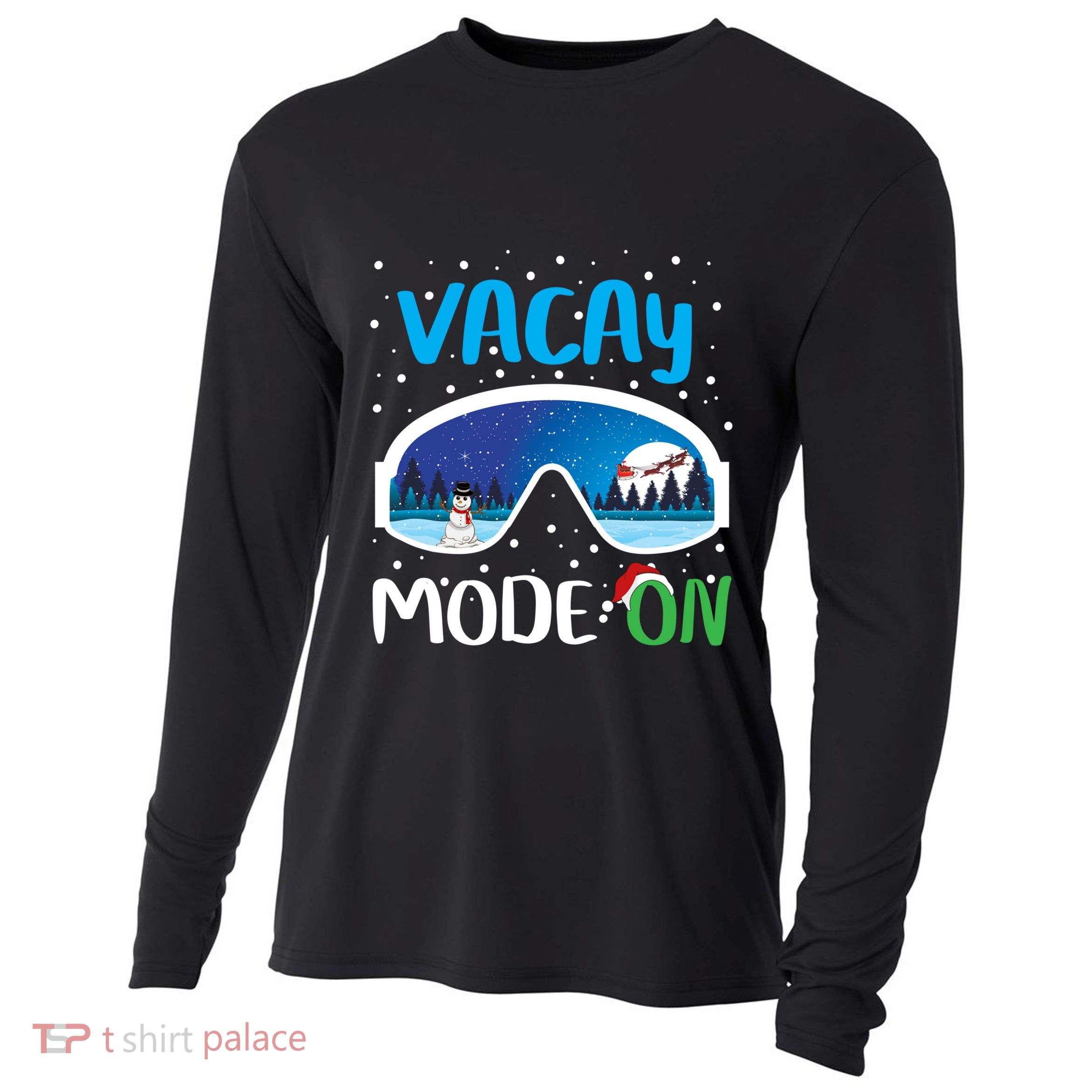 Funny Vacay Mode On Cute Snow Matching Family Vacation Gift Cooling Performance Long Sleeve Crew
