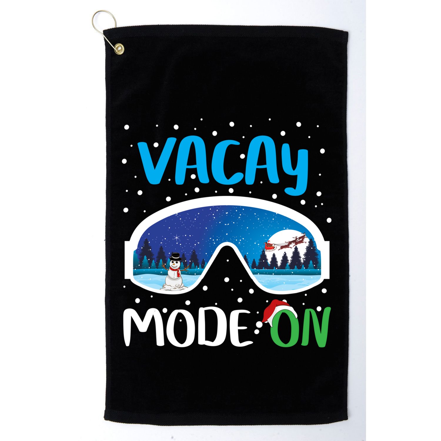 Funny Vacay Mode On Cute Snow Matching Family Vacation Gift Golf Towel