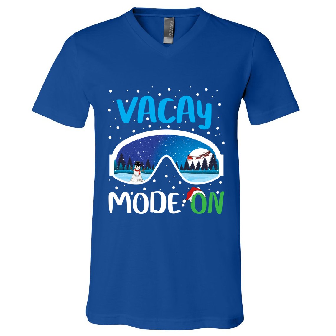 Funny Vacay Mode On Cute Snow Matching Family Vacation Gift V-Neck T-Shirt
