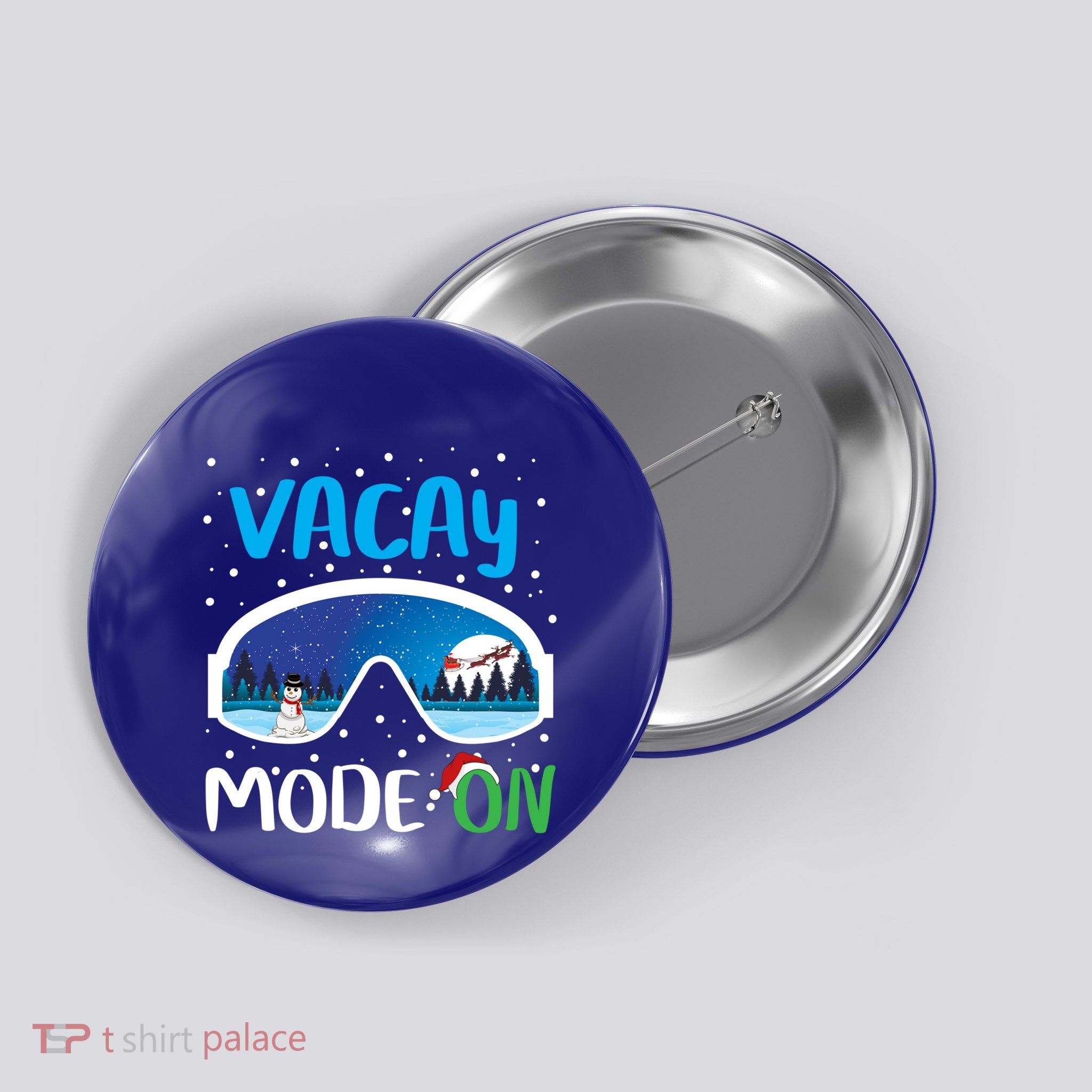 Funny Vacay Mode On Cute Snow Matching Family Vacation Gift Button