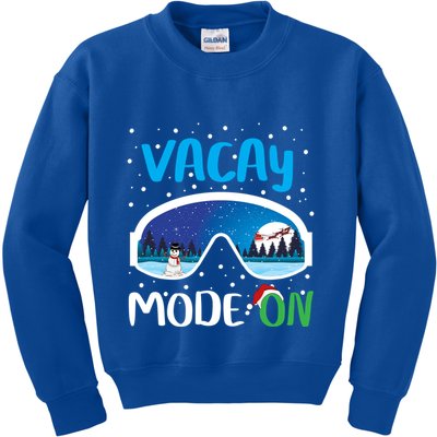 Funny Vacay Mode On Cute Snow Matching Family Vacation Gift Kids Sweatshirt