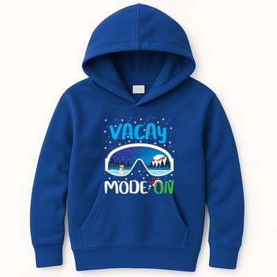 Funny Vacay Mode On Cute Snow Matching Family Vacation Gift Kids Hoodie