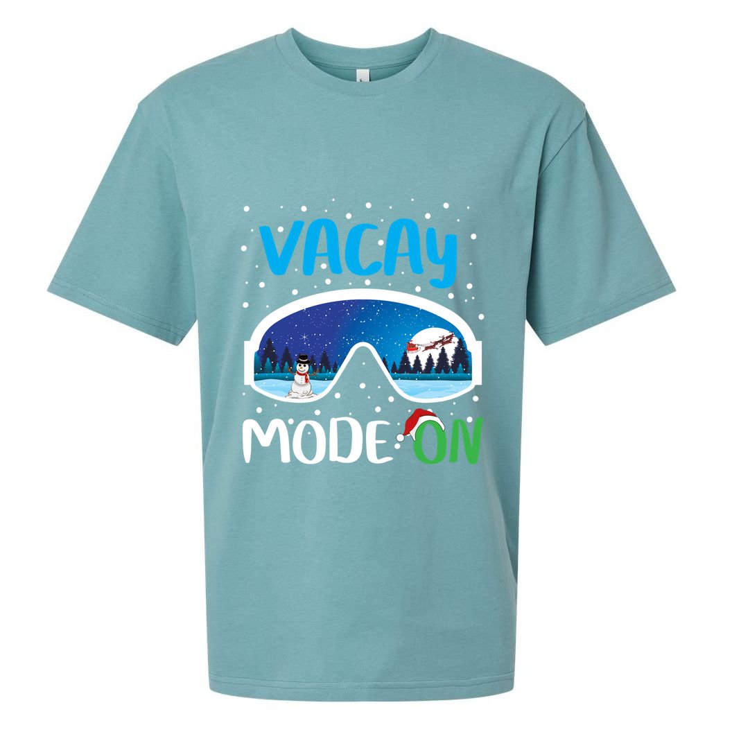 Funny Vacay Mode On Cute Snow Matching Family Vacation Gift Sueded Cloud Jersey T-Shirt
