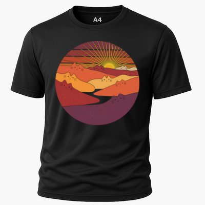 Funny Vintage Meowntains Cat Mountains Performance Shirt
