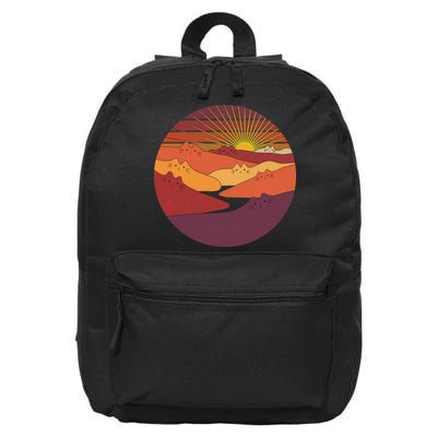 Funny Vintage Meowntains Cat Mountains 16 in Basic Backpack