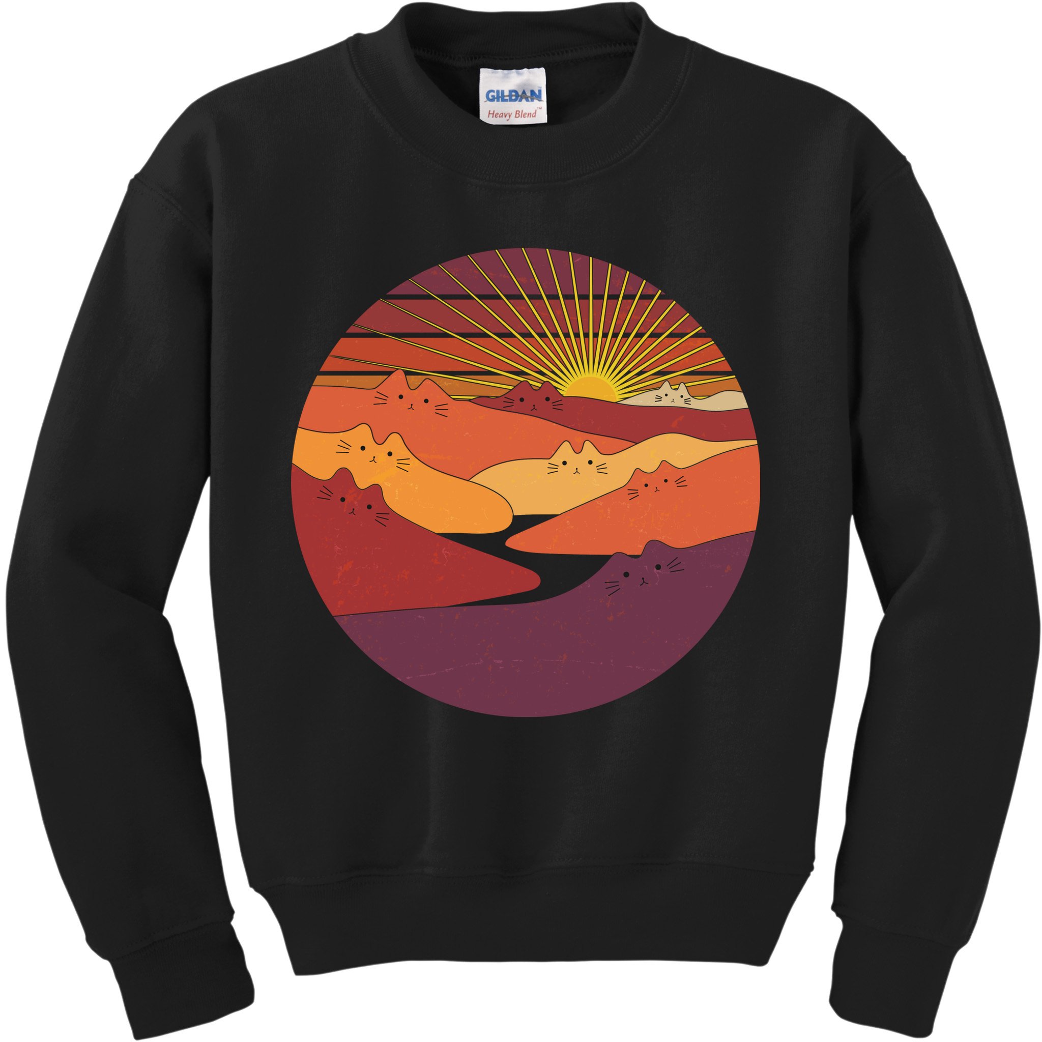 Funny Vintage Meowntains Cat Mountains Kids Sweatshirt