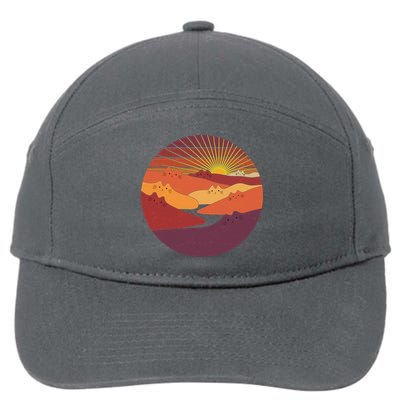 Funny Vintage Meowntains Cat Mountains 7-Panel Snapback Hat