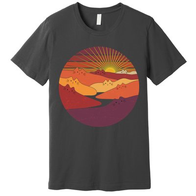 Funny Vintage Meowntains Cat Mountains Premium T-Shirt