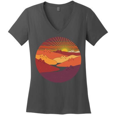 Funny Vintage Meowntains Cat Mountains Women's V-Neck T-Shirt