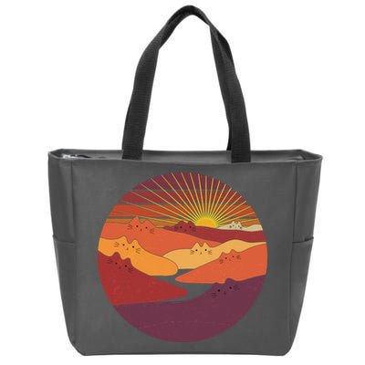 Funny Vintage Meowntains Cat Mountains Zip Tote Bag