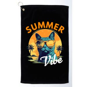 Funny Vacay Mode Cat With Glasses Summer Vibes Cats Lover Gift Platinum Collection Golf Towel