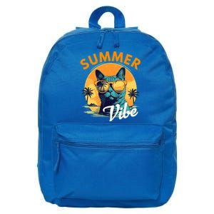 Funny Vacay Mode Cat With Glasses Summer Vibes Cats Lover Gift 16 in Basic Backpack