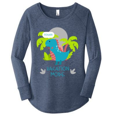 Funny Vacation Mode Cute Dinosaur Family Vacay Hawaii Dino Gift Women's Perfect Tri Tunic Long Sleeve Shirt