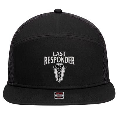 Funny Vintage Mortician Mortuary Last Responder 7 Panel Mesh Trucker Snapback Hat