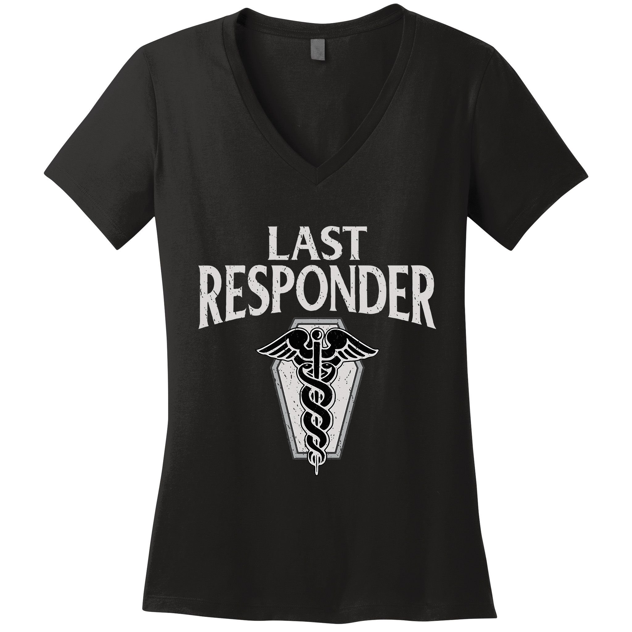 Funny Vintage Mortician Mortuary Last Responder Women's V-Neck T-Shirt