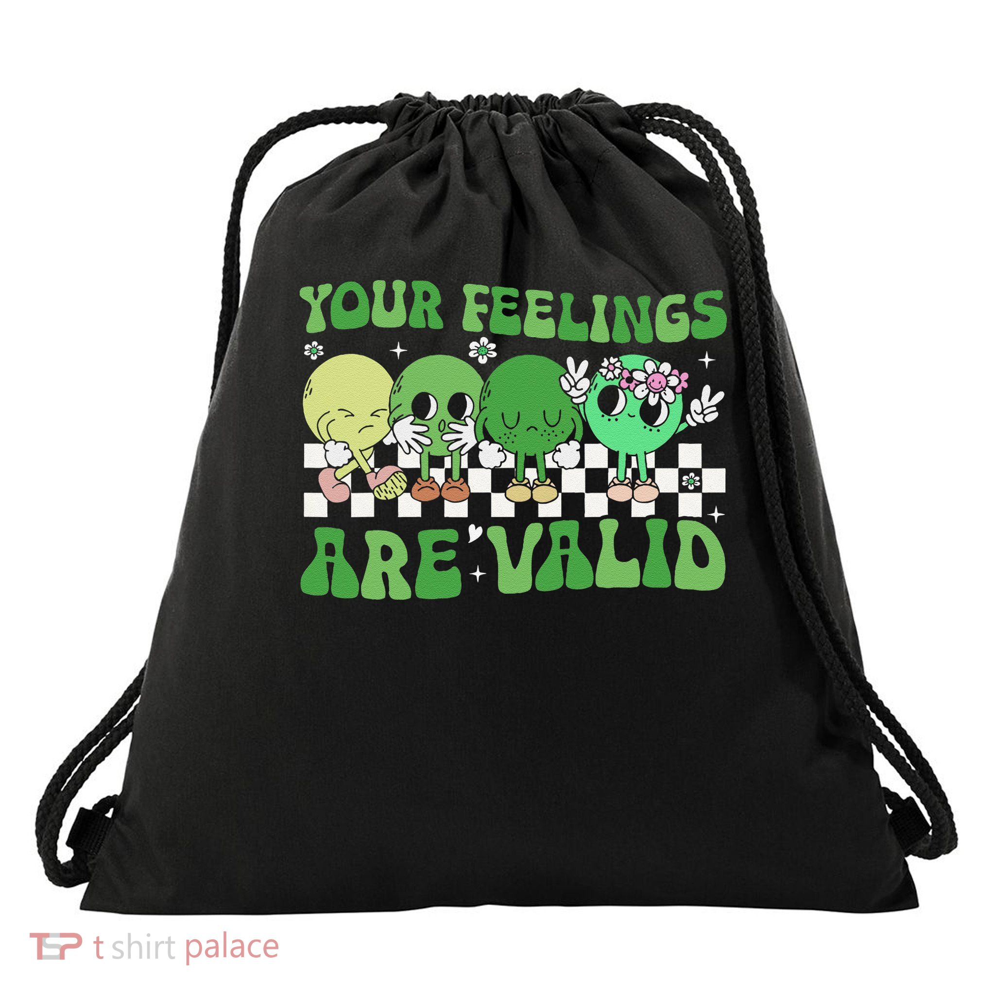Feelings Valid Mental Healths Emotional Think Counseling Drawstring Bag