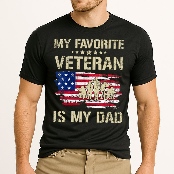 Father Veterans My Favorite Veteran Is My Dad Us Flag Cooling Performance Crew T-Shirt