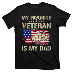 Father Veterans My Favorite Veteran Is My Dad Us Flag T-Shirt