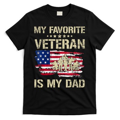 Father Veterans My Favorite Veteran Is My Dad Us Flag T-Shirt