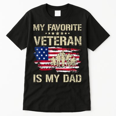 Father Veterans My Favorite Veteran Is My Dad Us Flag Tall T-Shirt