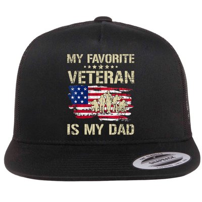 Father Veterans My Favorite Veteran Is My Dad Us Flag Flatbill Hat