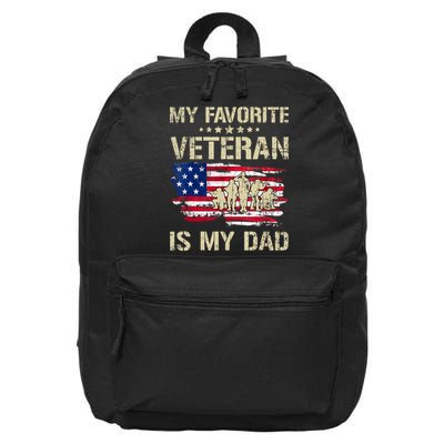Father Veterans My Favorite Veteran Is My Dad Us Flag 16 in Basic Backpack