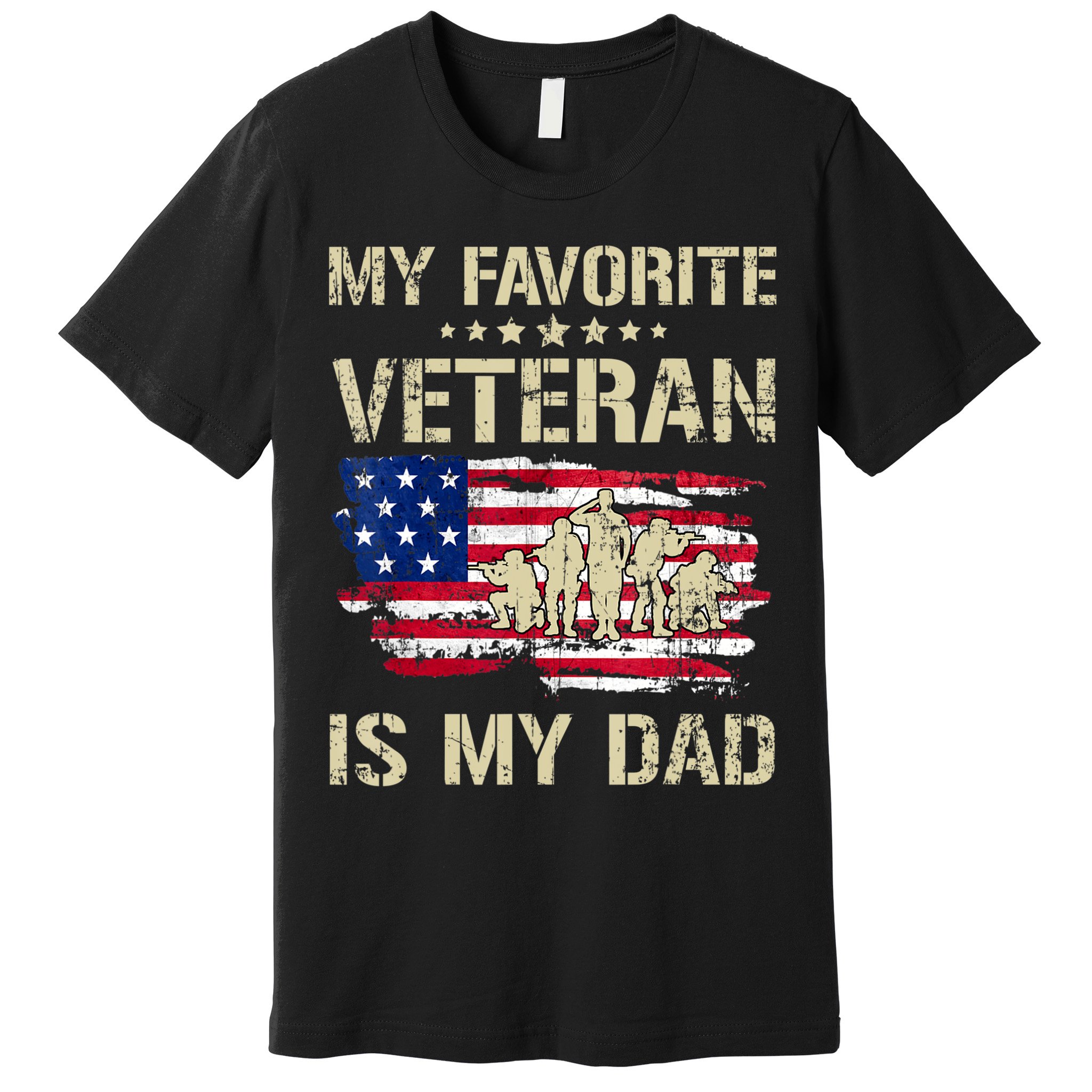 Father Veterans My Favorite Veteran Is My Dad Us Flag Premium T-Shirt
