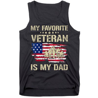 Father Veterans My Favorite Veteran Is My Dad Us Flag Tank Top